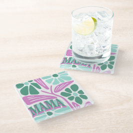 Posavasos De Vidrio Mamá floral caprichosa 