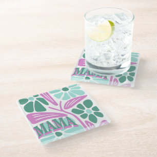 Posavasos De Vidrio Mamá floral caprichosa 