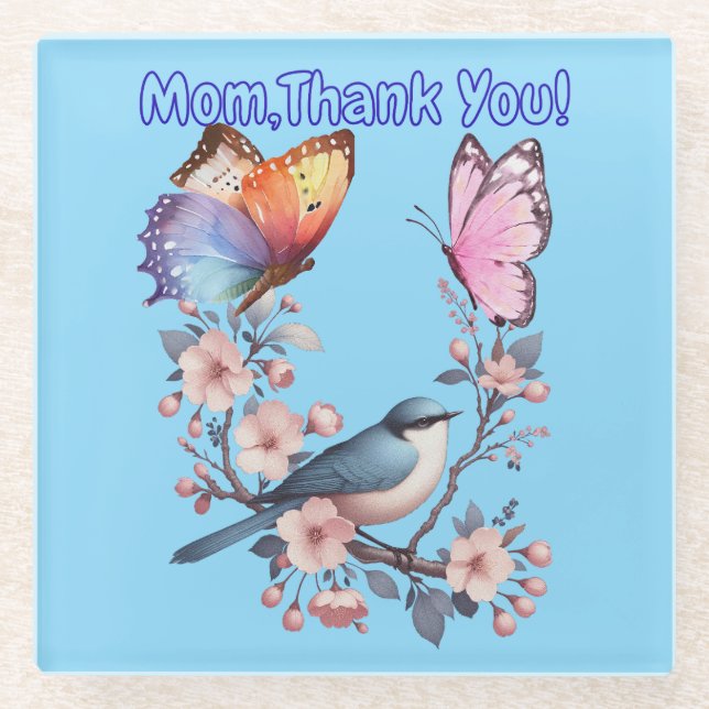 Posavasos De Vidrio Mamá, ¡Gracias! (Anverso)