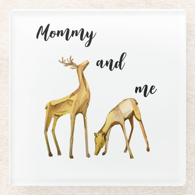 Posavasos De Vidrio Mamá Y Yo Deer (Anverso)