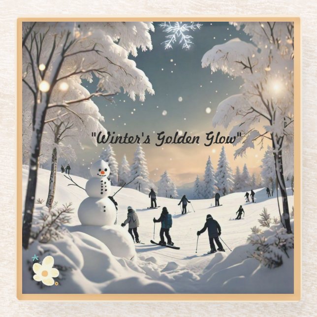 Posavasos De Vidrio "Mañana de invierno escarchado" (Anverso)