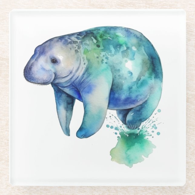 Posavasos De Vidrio Manatee (Anverso)