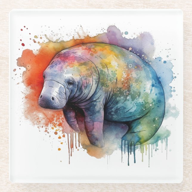 Posavasos De Vidrio Manatee (Anverso)
