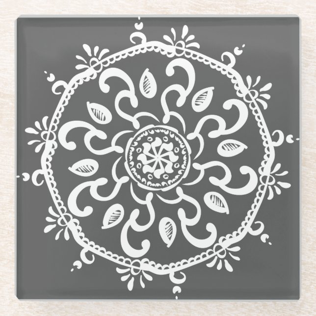 Posavasos De Vidrio Manatee Mandala (Anverso)