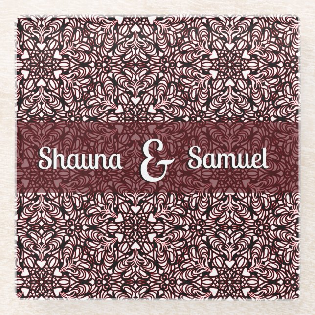 Posavasos De Vidrio Mandal Hearts (Anverso)