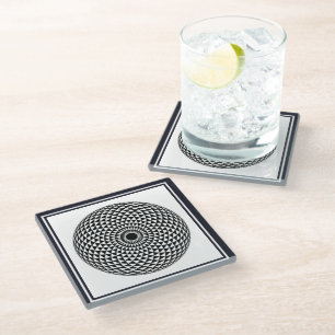 Posavasos De Vidrio Mandala blanca espiritual geométrica oriental