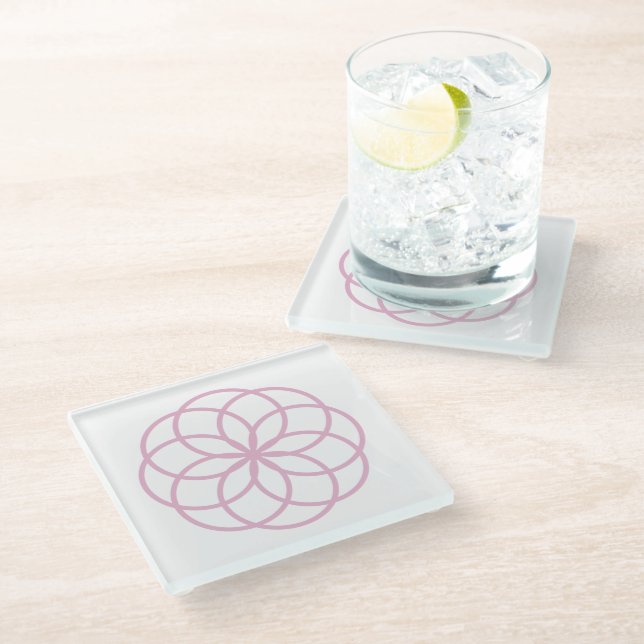 Posavasos De Vidrio Mandala de flores rosadas modernas (Angular)