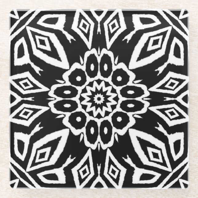 Posavasos De Vidrio Mandala de Medianoche (Anverso)