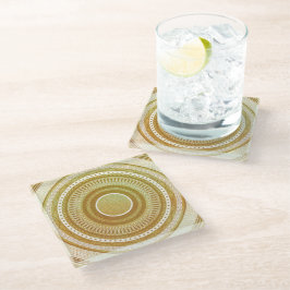 Posavasos De Vidrio Mandalá de Oro y Brillo