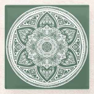 Posavasos De Vidrio Mandala del bosque