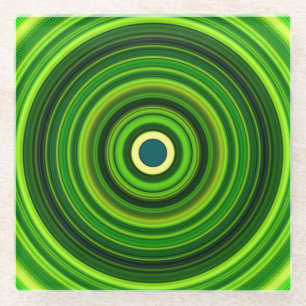 Posavasos De Vidrio Mandala verde geomagnética-64555