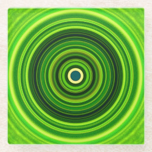 Posavasos De Vidrio Mandala verde geométrica-25436