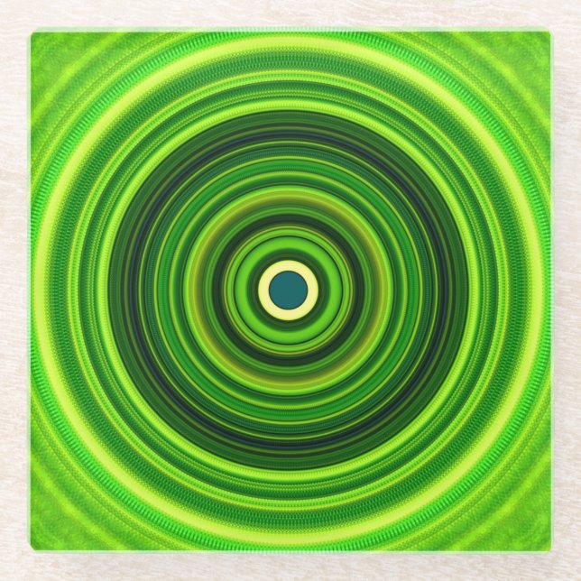 Posavasos De Vidrio Mandala verde geométrica-25436 (Anverso)