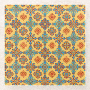 Posavasos De Vidrio Mandalas en amarillo ámbar