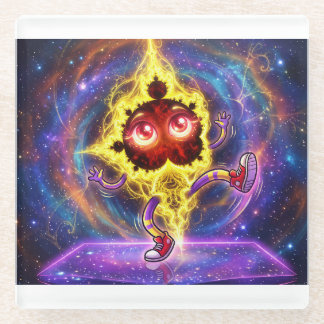 Posavasos De Vidrio Mandelbrot de dibujos animados bailando en el espa