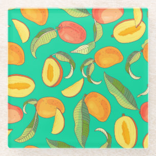Posavasos De Vidrio Mango Medley: Patrón de fruta tropical