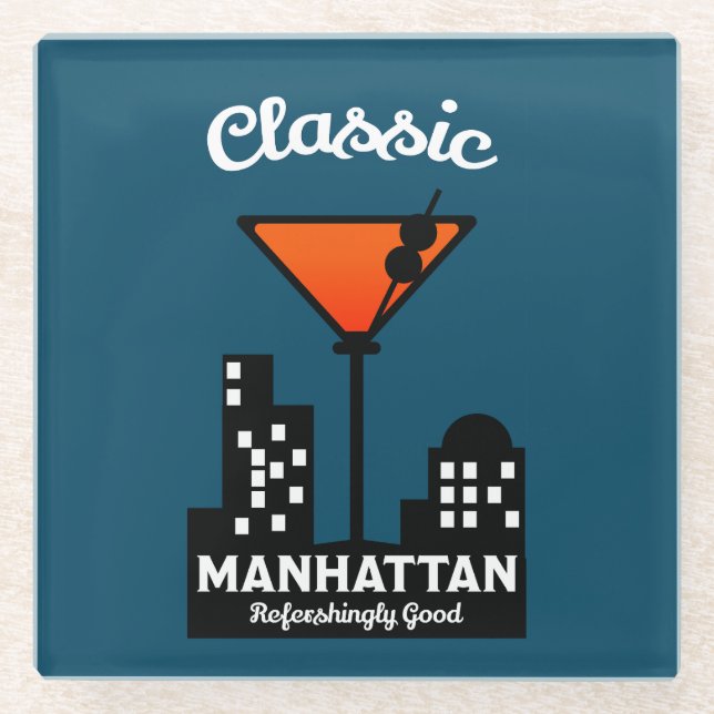 Posavasos De Vidrio Manhattan Cocktail Wall Art (Anverso)