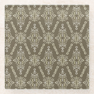 Posavasos De Vidrio Mano étnica dibujada en mosaico boho