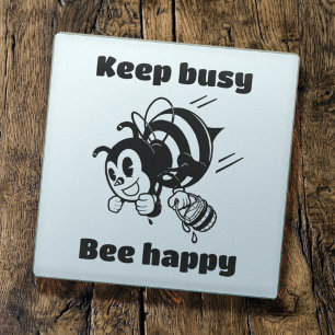 Posavasos De Vidrio Mantén Ocupado Sé Feliz Abeja Ocupada Dibujo Anima