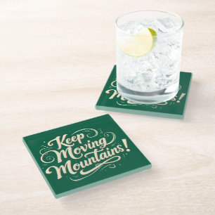 Posavasos De Vidrio Mantener el diseño motivacional de las montañas