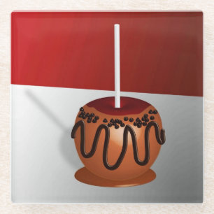 Posavasos De Vidrio Manzanas de caramelo, rojas y caramelo