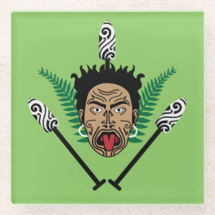 Posavasos De Vidrio Maori Nueva Zelanda Kiwi NZ Arte Cultura
