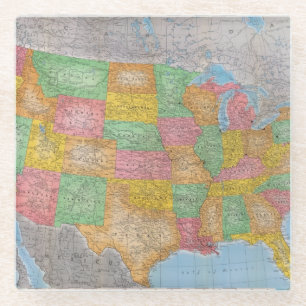 Posavasos De Vidrio Mapa 3 de Estados Unidos