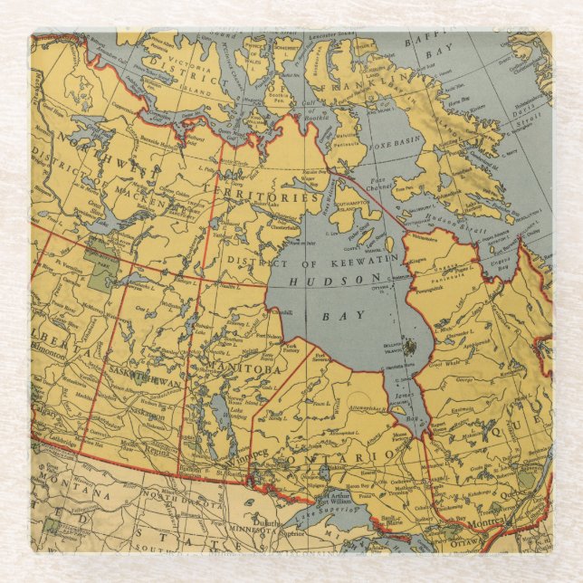 Posavasos De Vidrio Mapa antiguo de Canadá (Anverso)