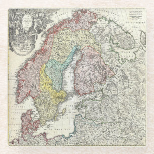 Posavasos De Vidrio Mapa Antiguo de Escandinavia