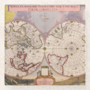 Posavasos De Vidrio Mapa Antiguo del Mundo