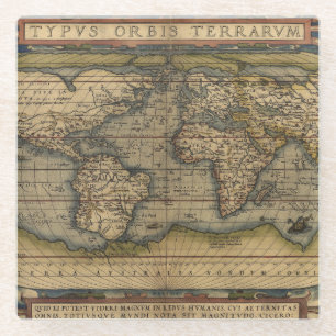 Posavasos De Vidrio Mapa antiguo del mundo