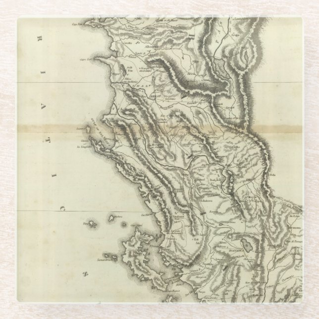 Posavasos De Vidrio Mapa de Albania (Anverso)