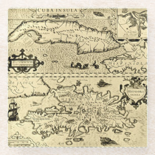 Posavasos De Vidrio Mapa de Cuba y de La Española