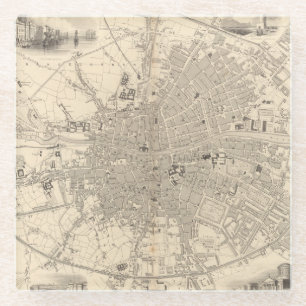 Posavasos De Vidrio Mapa de Dublín, Irlanda