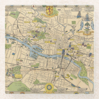 Posavasos De Vidrio Mapa de Glasgow, Inglaterra