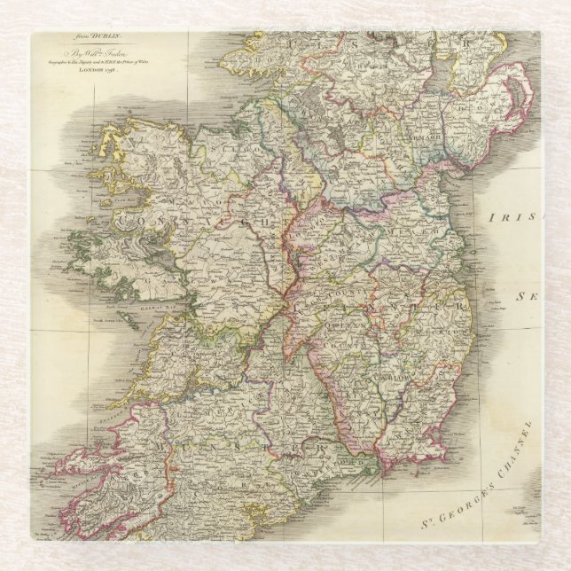 Posavasos De Vidrio Mapa de Irlanda (Anverso)