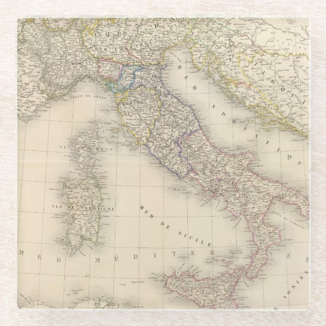 Posavasos De Vidrio Mapa de Italia (Anverso)
