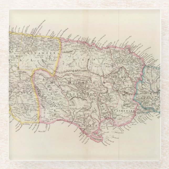 Posavasos De Vidrio Mapa de Jamaica (Anverso)