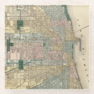 Posavasos De Vidrio Mapa de la ciudad de Chicago