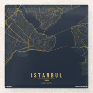 Posavasos De Vidrio Mapa de la ciudad de Estambul Turquía Diseño Mínim