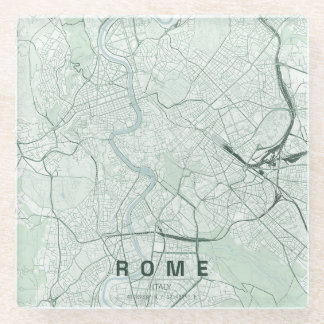 Posavasos De Vidrio Mapa de la ciudad de Roma Italia Diseño Minimalist