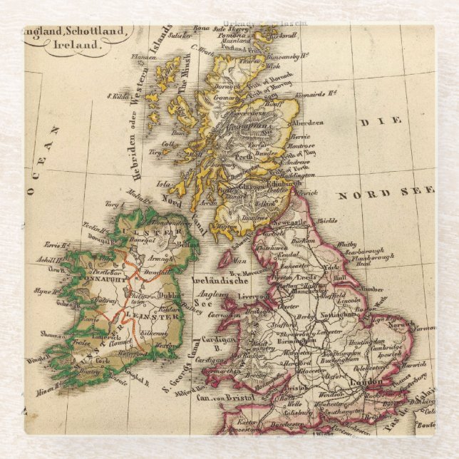 Posavasos De Vidrio Mapa de las islas británicas (Anverso)