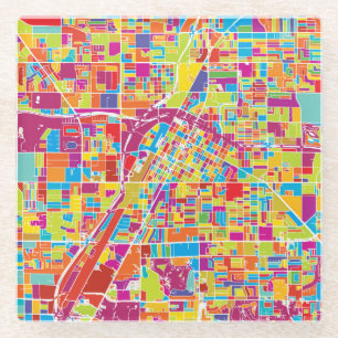 Posavasos De Vidrio Mapa de Las Vegas colorido, Nevada