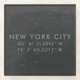 Posavasos De Vidrio Mapa de Personalizados de la ciudad de Nueva York 