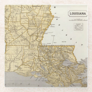 Posavasos De Vidrio Mapa del atlas de Luisiana