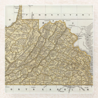 Posavasos De Vidrio Mapa del atlas de Virginia