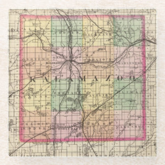 Posavasos De Vidrio Mapa del condado de Kalamazoo, Michigan