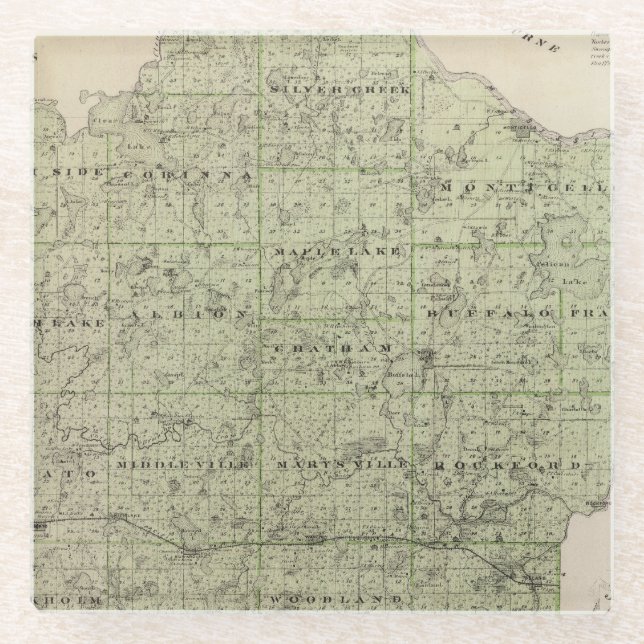 Posavasos De Vidrio Mapa del condado de Wright, Minnesota (Anverso)