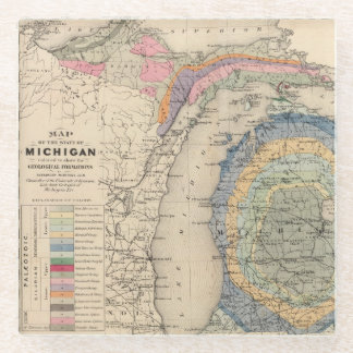 Posavasos De Vidrio Mapa del estado de Michigan