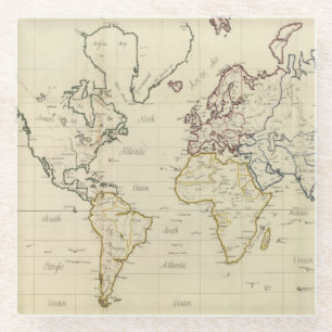 Posavasos De Vidrio Mapa del mundo